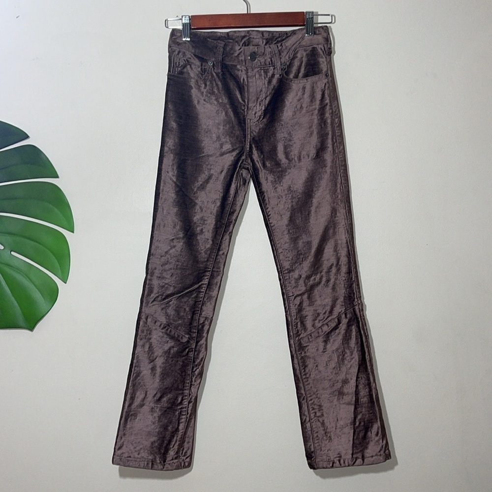 Free People Luxe Velvet High Rise Cropped Flare Pants in Taupe / Mauve sz. 25 - Picture 7 of 13